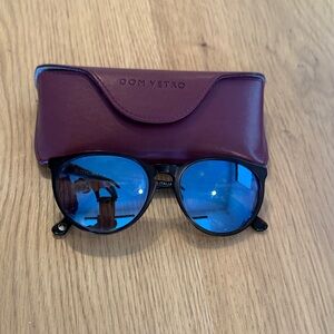 Dom Vetro Lupetto Matte Tortoise Sunglasses with Blue Lenses